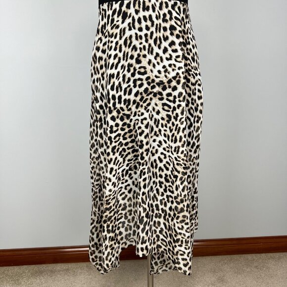 Vince Camuto Womens Leopard Print Maxi Trapeze Dress Black Tan size Small - Picture 5 of 13